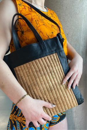 Open image in slideshow, YUFTEN Quilted Leather &amp; Cork Tote
